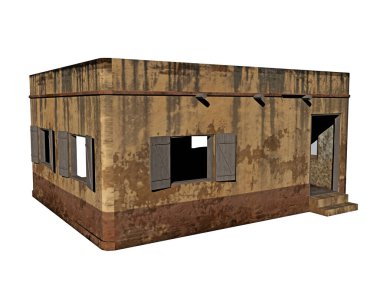 İnşaat alanında çürümüş eski bir midye.