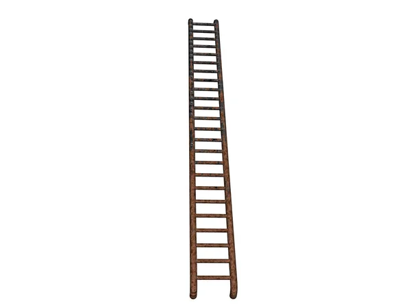 Escada Madeira Longa Com Degraus — Fotografia de Stock