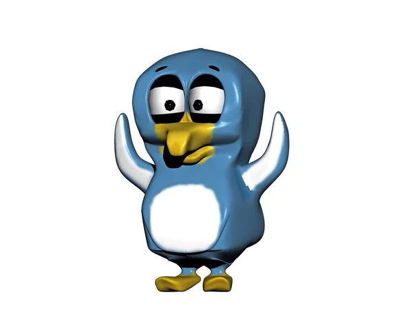Kék Rajzfilm Pingvin Integetett — Stock Fotó