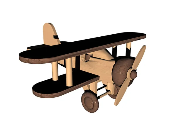 Drewniany Samolot Dwupłatowy Jako Zabawka — Zdjęcie stockowe