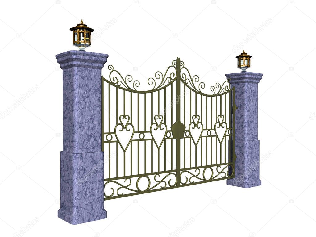large wrought iron gate on a spacious property