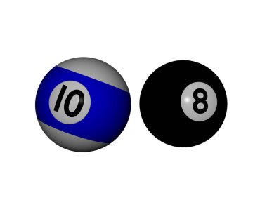 Sekiz ve on numaralı bilardo topları.