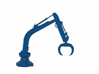 Uzun kollu mavi endüstriyel robot