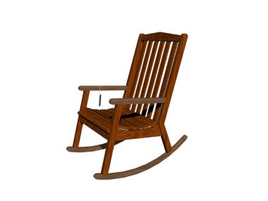 Verandadaki basit ahşap sallanan sandalye.