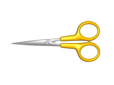 Renkli saplı küçük bir makas.