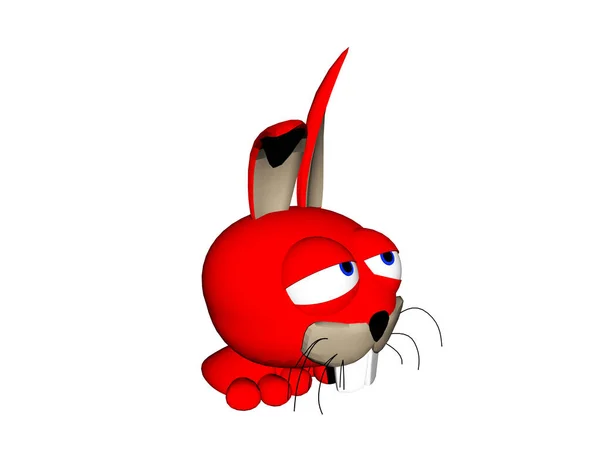 Coelho Desenho Animado Vermelho Com Orelhas Longas — Fotografia de Stock