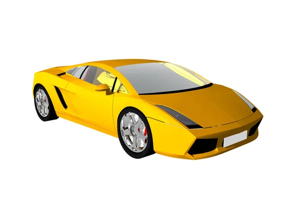 Carro Esportivo Moderno Amarelo Com Motor Poderoso — Fotografia de Stock