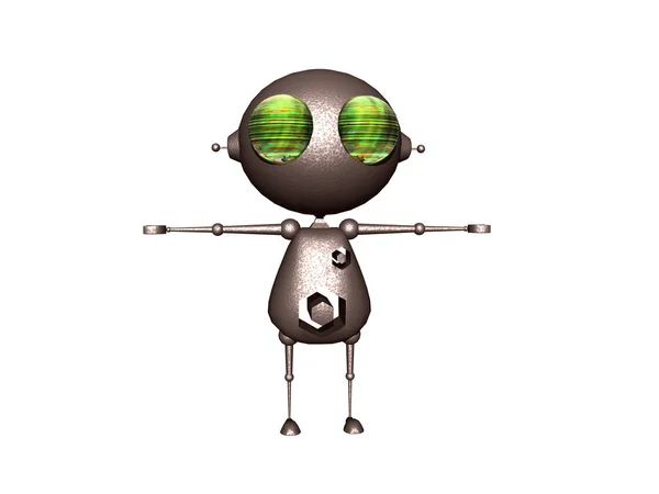 Küçük Metalik Karikatür Robot — Stok fotoğraf