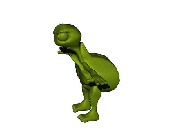 Zelená Kreslená Želva Dvou Nohách — Stock fotografie