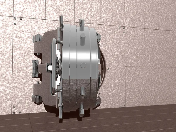 銀行の重い鉄の金庫室のドア — ストック写真
