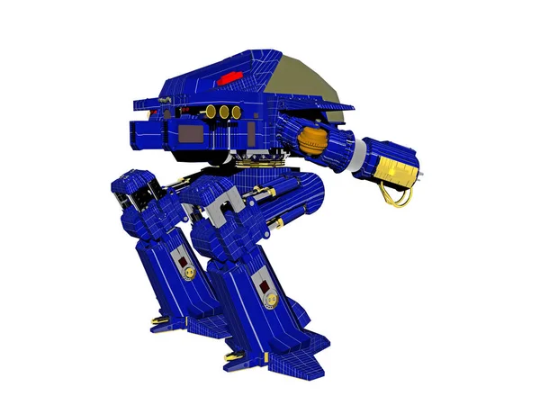 Μπλε Ρομπότ Χάλυβα Βαρύ Οπλισμό — Φωτογραφία Αρχείου