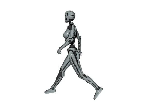 Humanoidalny Robot Stalowym Szkieletem — Zdjęcie stockowe