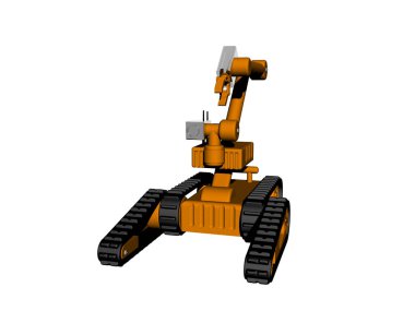 Kavrayıcı kolu ve zincir sürücüsü olan küçük robot