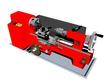 ağır kırmızı çelik torna atölyesinde
