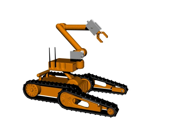 Kleine Robot Met Grijper Arm Ketting Aandrijving — Stockfoto