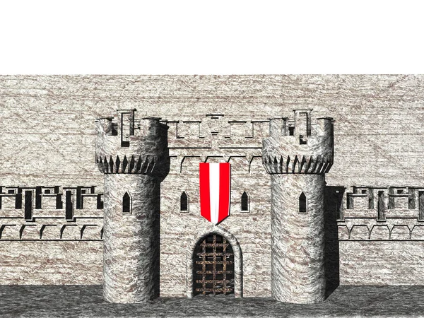 Старий Замок Вежами Бійницями — стокове фото