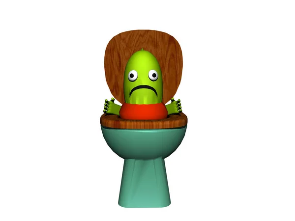 Zeichentrickfigur Springt Aus Toilette — Stockfoto