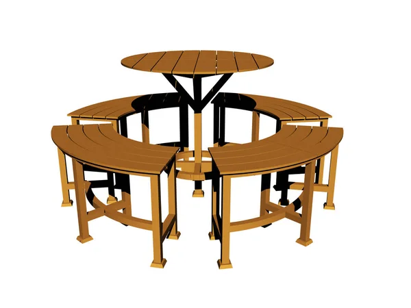 round wooden beer tent table with bench