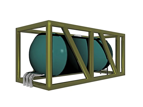 Stahl Transportbehälter Für Flüssiggas Einem Stahlrahmen — Stockfoto