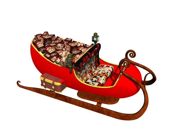 Santa Claus Red Sledge Many Gifts — Stock Photo, Image