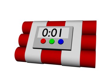 Ateşleyici ve saatle bağlantılı dinamit çubukları