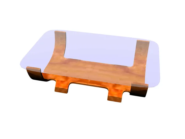 Dřevěný Gaučový Stůl Skleněnou Deskou — Stock fotografie