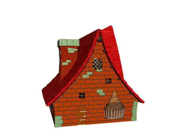 傾斜屋根の赤い漫画の家 — ストック写真