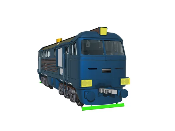 Modrá Ocelová Dieselová Lokomotiva Jako Traktor — Stock fotografie