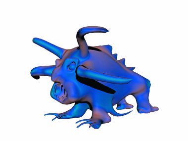 Çizgi film patojeni gibi renkli bir canavar.