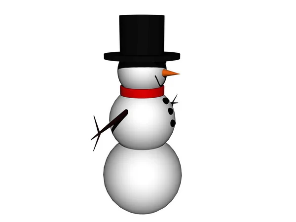 Χιονάνθρωπος Κόκκινο Μαντήλι Και Ψηλό Καπέλο — Φωτογραφία Αρχείου
