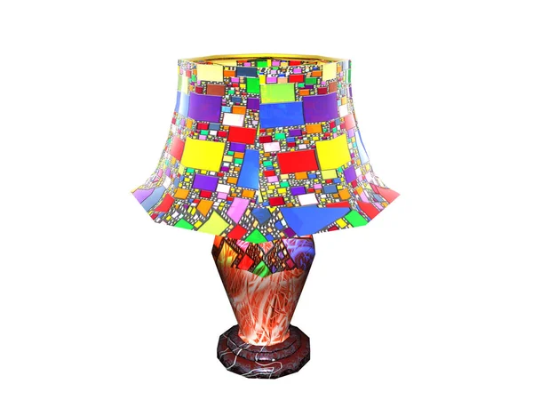 Ceramic Table Lamp Colorful Glass Lampshade — Stock Photo, Image