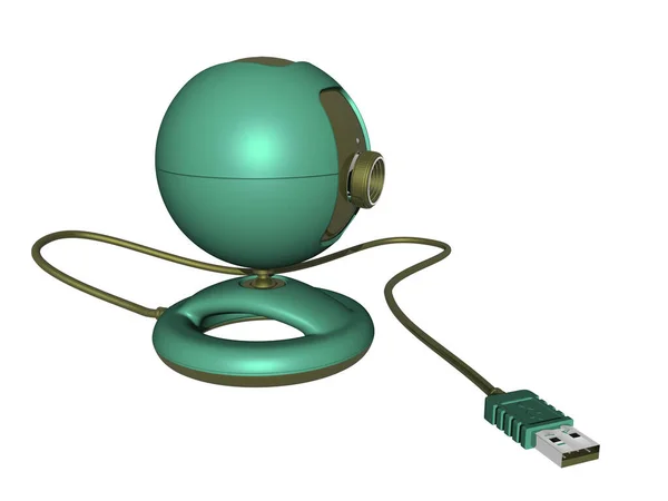 Webcam Esférica Verde Con Cable — Foto de Stock