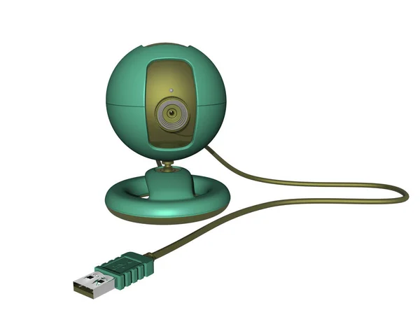 Groene Bolvormige Webcam Met Kabel — Stockfoto
