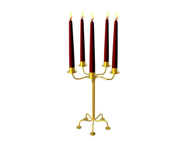 Candelabro Dourado Com Velas — Fotografia de Stock