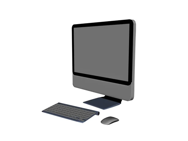 Computador Com Monitor Teclado — Fotografia de Stock