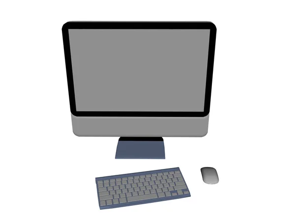 Computer Con Monitor Tastiera — Foto Stock