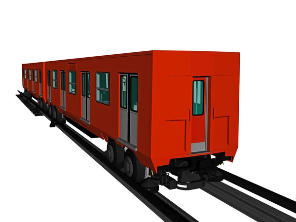 Roter Regionalzug Auf Schienen — Stockfoto
