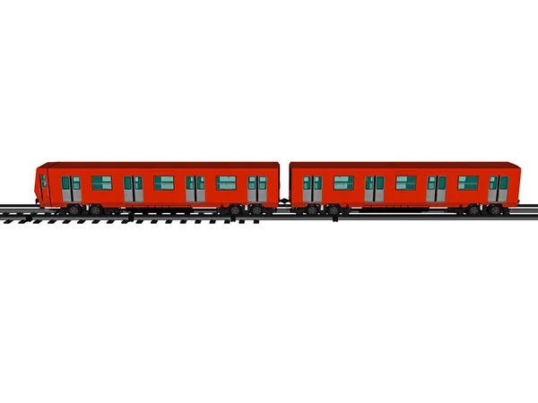 Piros Regionális Vonat Síneken — Stock Fotó