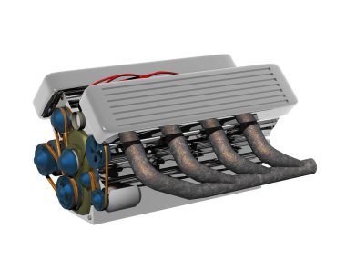 Bir arabanın ağır gümüş motor bloğu