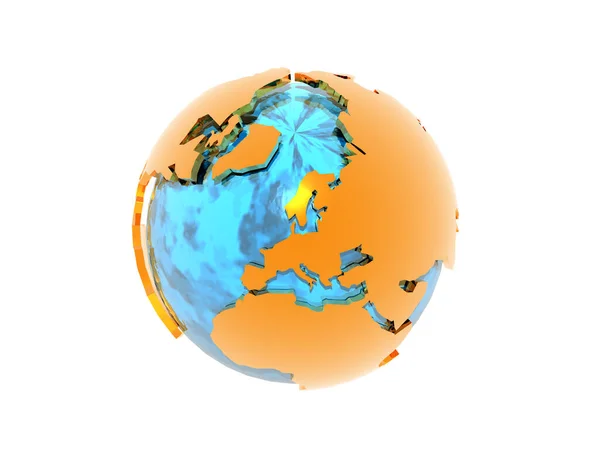 Globus Ziemski Kontynentami Morzami — Zdjęcie stockowe