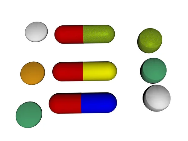 Comprimidos Coloridos Comprimidos Mesa — Fotografia de Stock