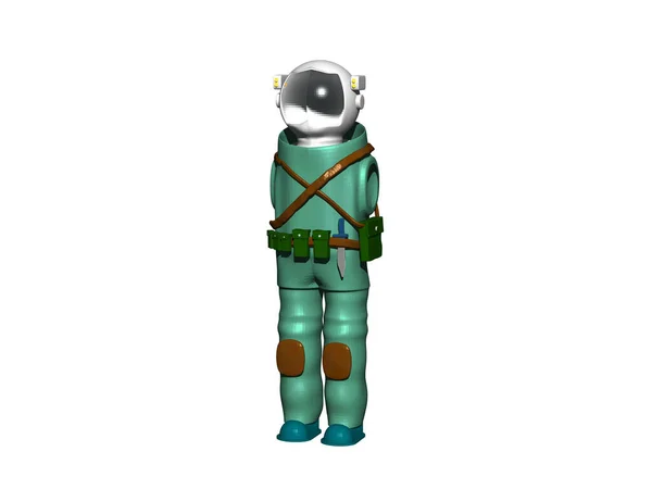 Yeşil Uzay Giysili Astronot — Stok fotoğraf