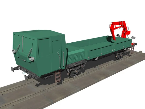 軌道修理のための緑の鉄道車両 — ストック写真