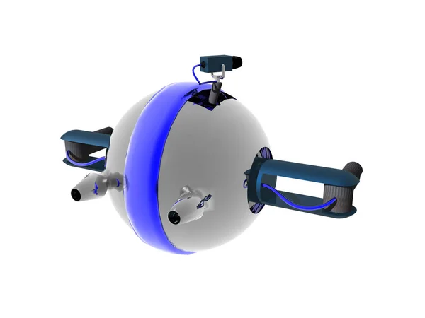 武装を備えた球状の光沢のあるガードロボット — ストック写真