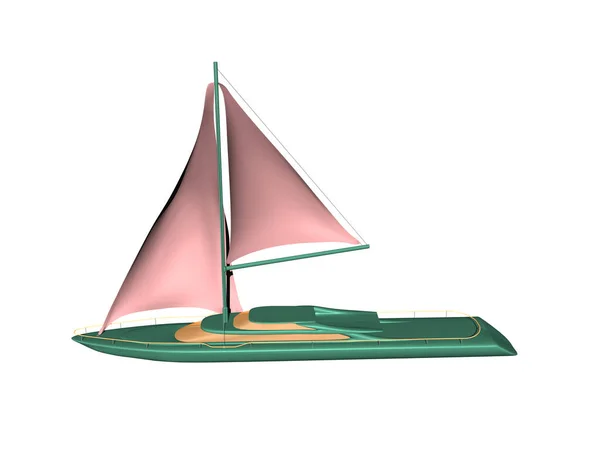 帆が膨脹した緑の帆船 — ストック写真
