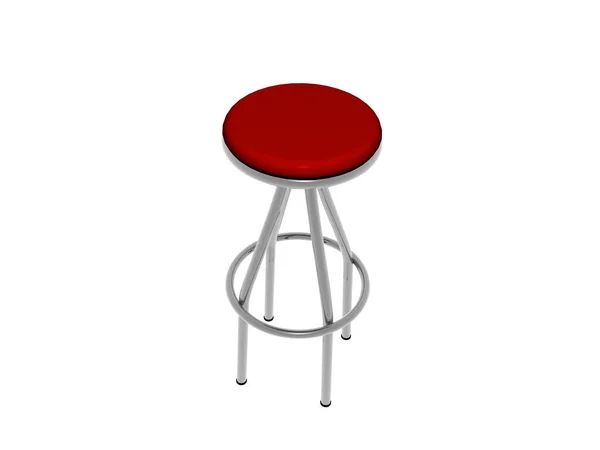 Bar stool with metal feet and red upholstery