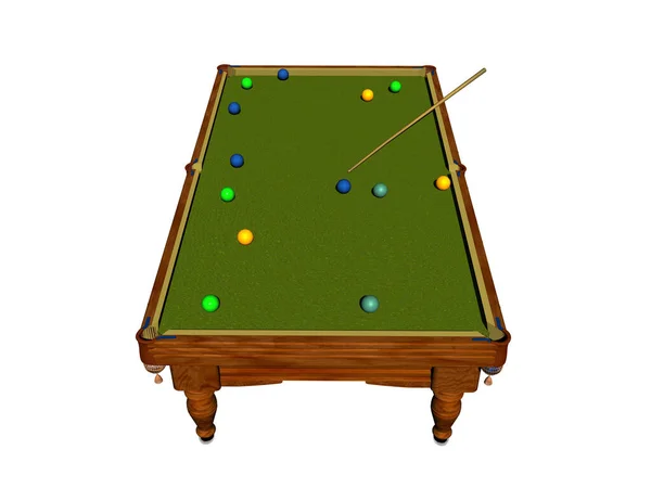 Table Billard Bois Lourde Avec Tissu Vert — Photo