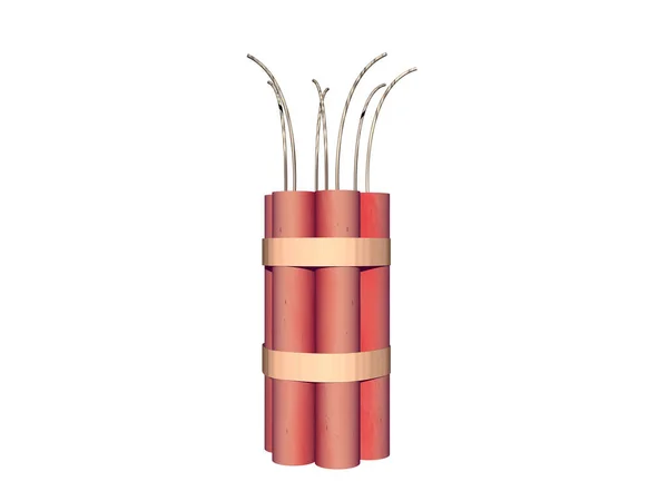 Interconnected Red Dynamite Sticks Fuse — Stock Photo, Image