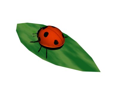 Yeşil yapraklı kırmızı yedi puanlı uğur böceği