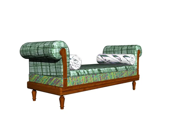 Antyczna Zielona Sofa Relaks — Zdjęcie stockowe